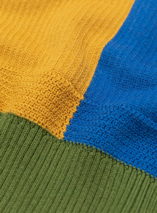 Block Polo Sweater Amber & Blue by TDR at Couverture and The Garbstore stitching 