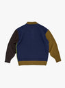 Block Polo Sweater Indigo & Green by TDR at Couverture and The Garbstore rear shot 