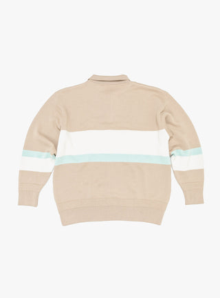 Stripe Polo Sweater Tan by TDR at Couverture and The Garbstore rear shot