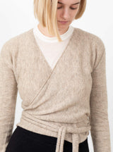 Wrap Cardigan Oatmeal by Lauren Manoogian at Couverture and The Garbstore close up 