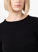 Crewneck Jumper Black by Lauren Manoogian at Couverture and The Garbstore rolled edge seams 