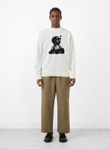 Skeleboy Knit Sweater Off-White by Pawa Speed Sports at Couverture and The Garbstore on model 