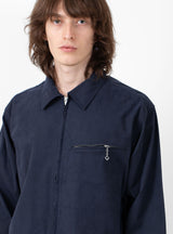 Grande Zip Shirt Navy by TDR at Couverture and The Garbstore close up 