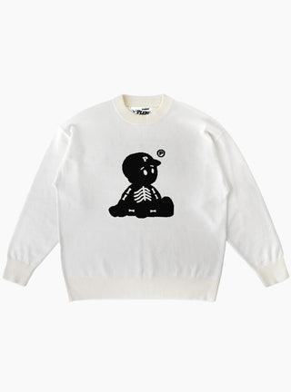 Skeleboy Knit Sweater Off-White by Pawa Speed Sports at Couverture and The Garbstore