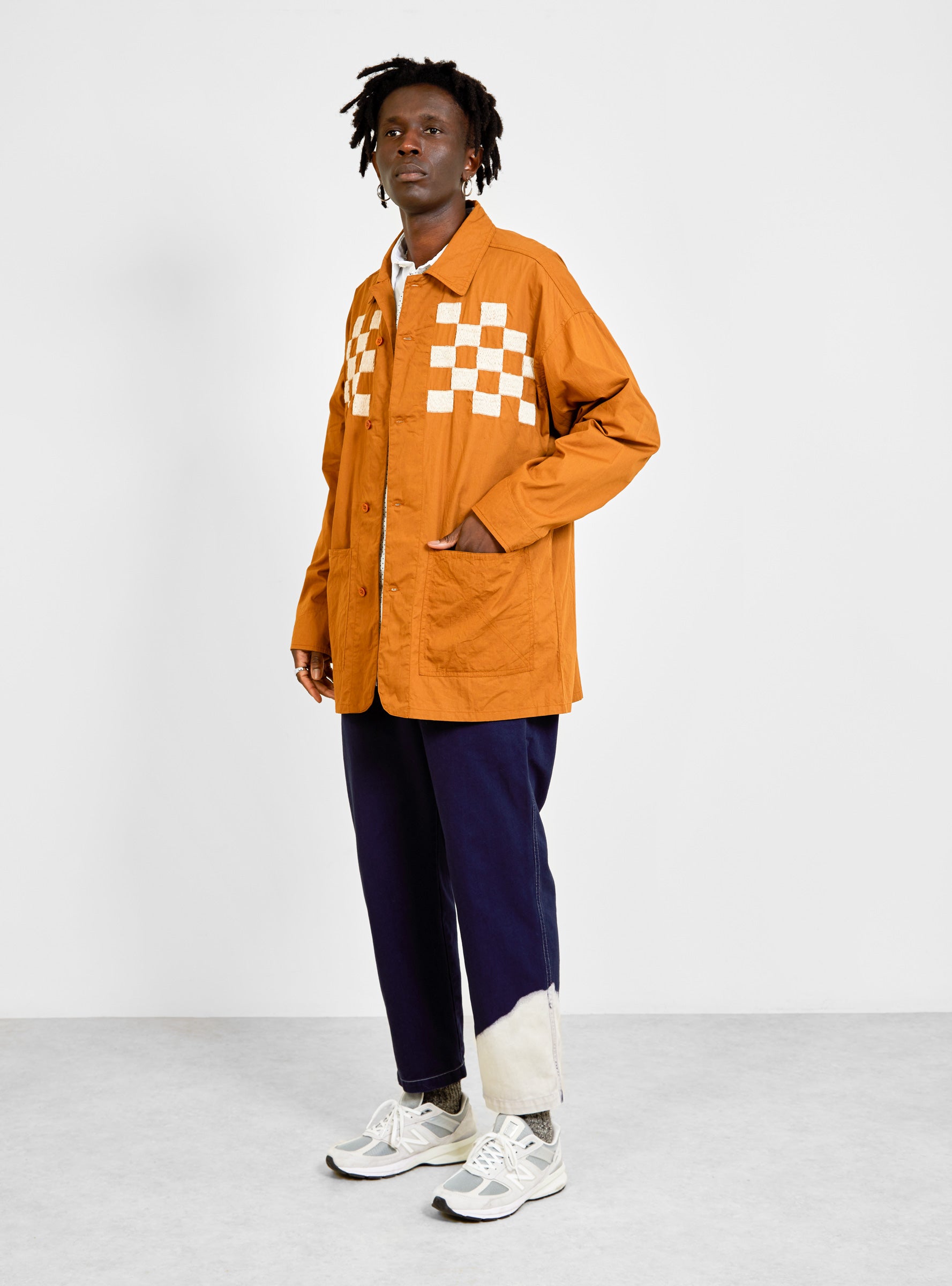 Checker Embroidered Block Jacket Walnut by Noma t.d. | Couverture & The ...