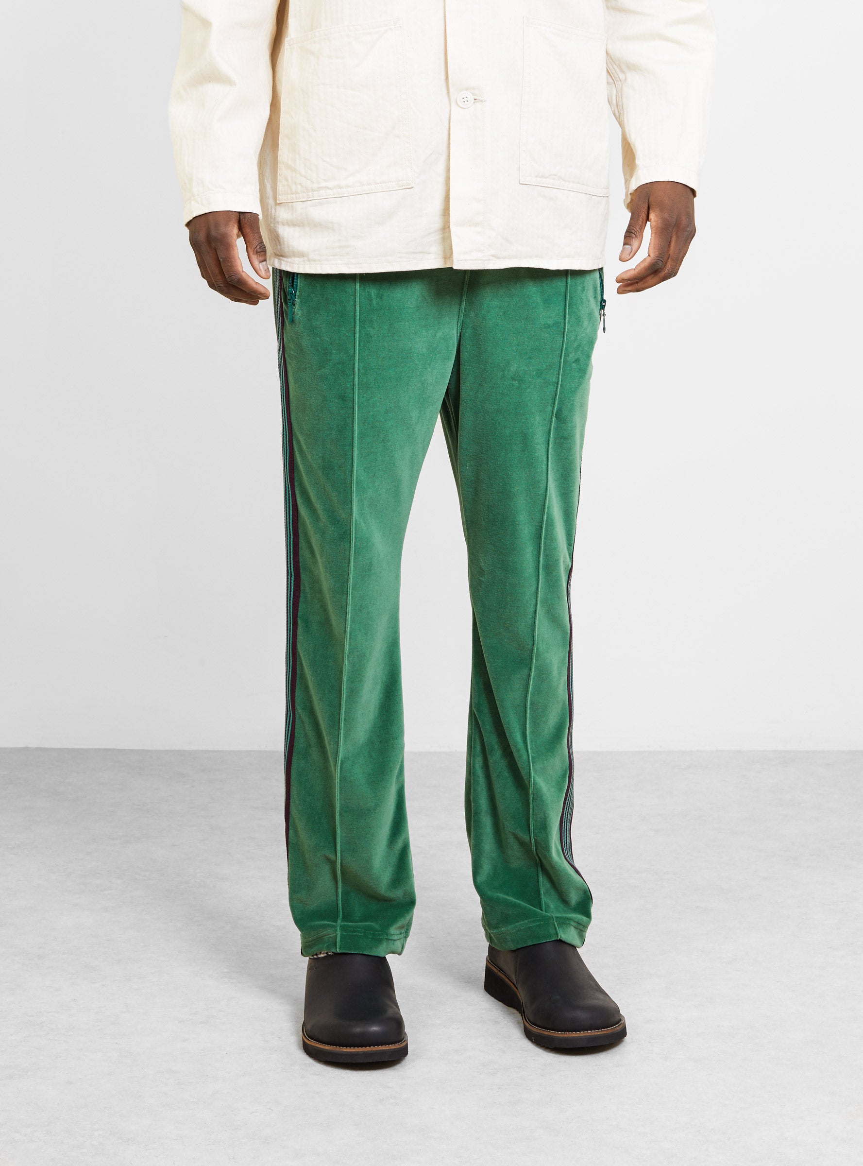 Narrow Track Pant Velour Green