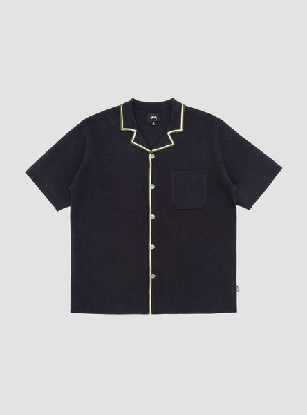 Stripe Edge Knit Shirt Navy