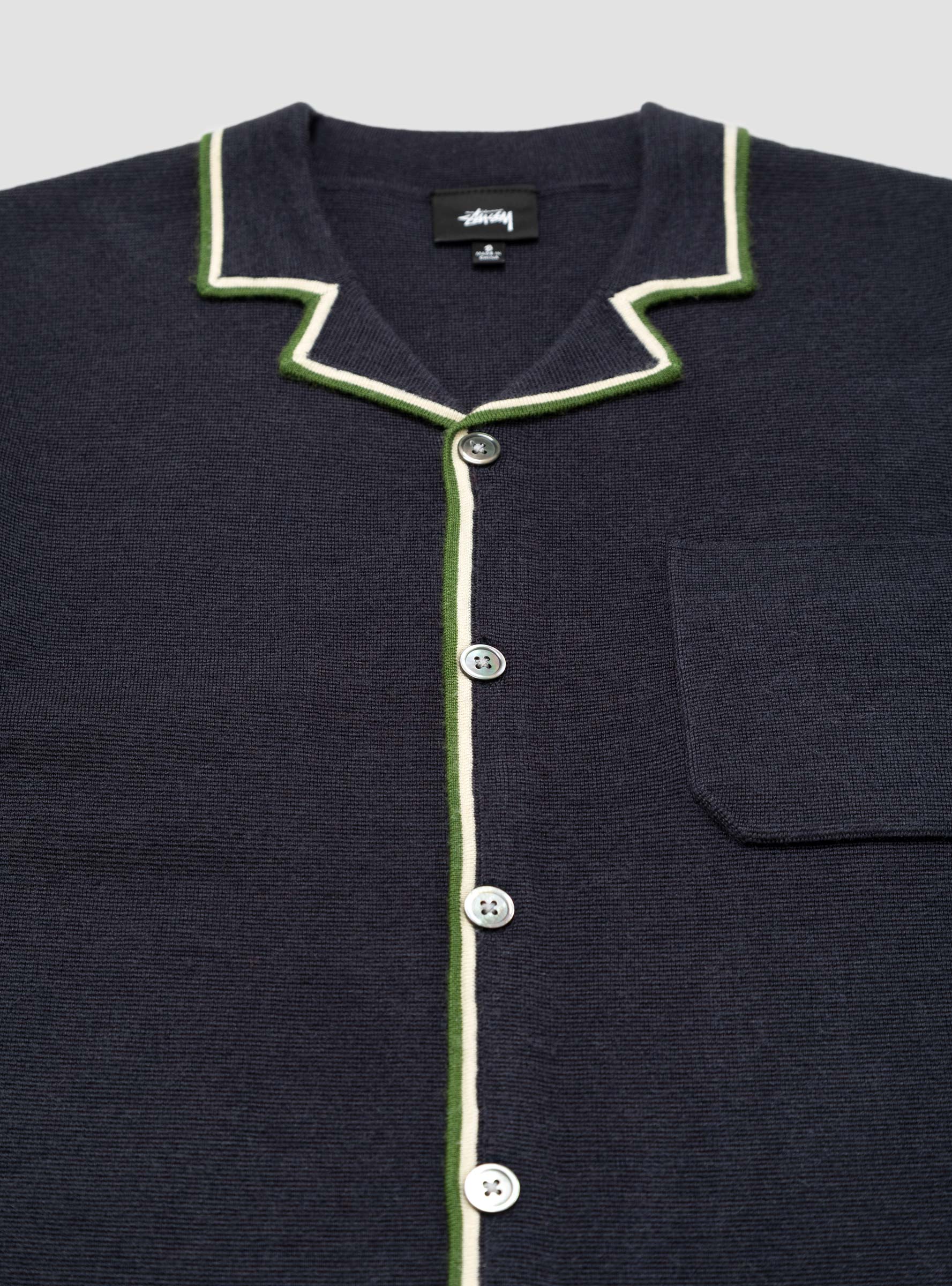 Stripe Edge Knit Shirt Navy