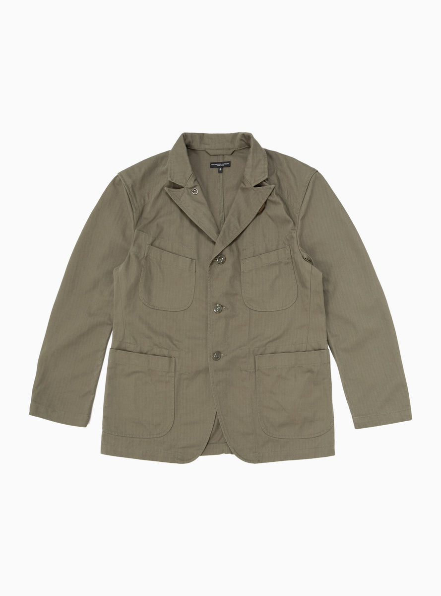Bedford Cotton Herringbone Twill Jacket Olive by Engineered