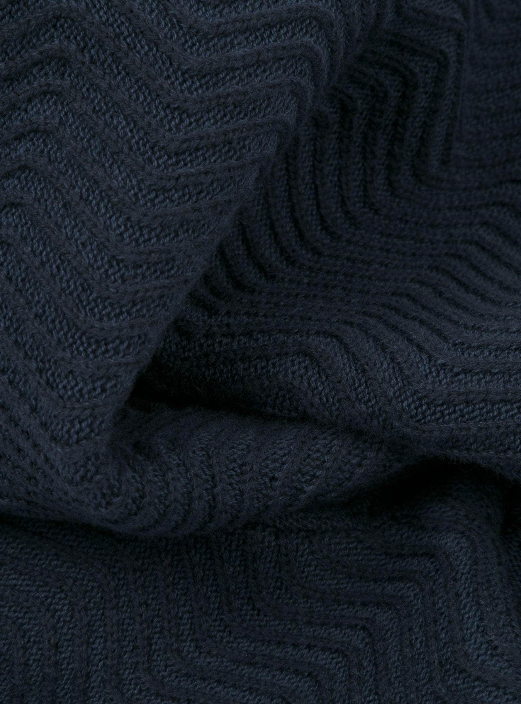 Wave Cable Knit Sweater Navy