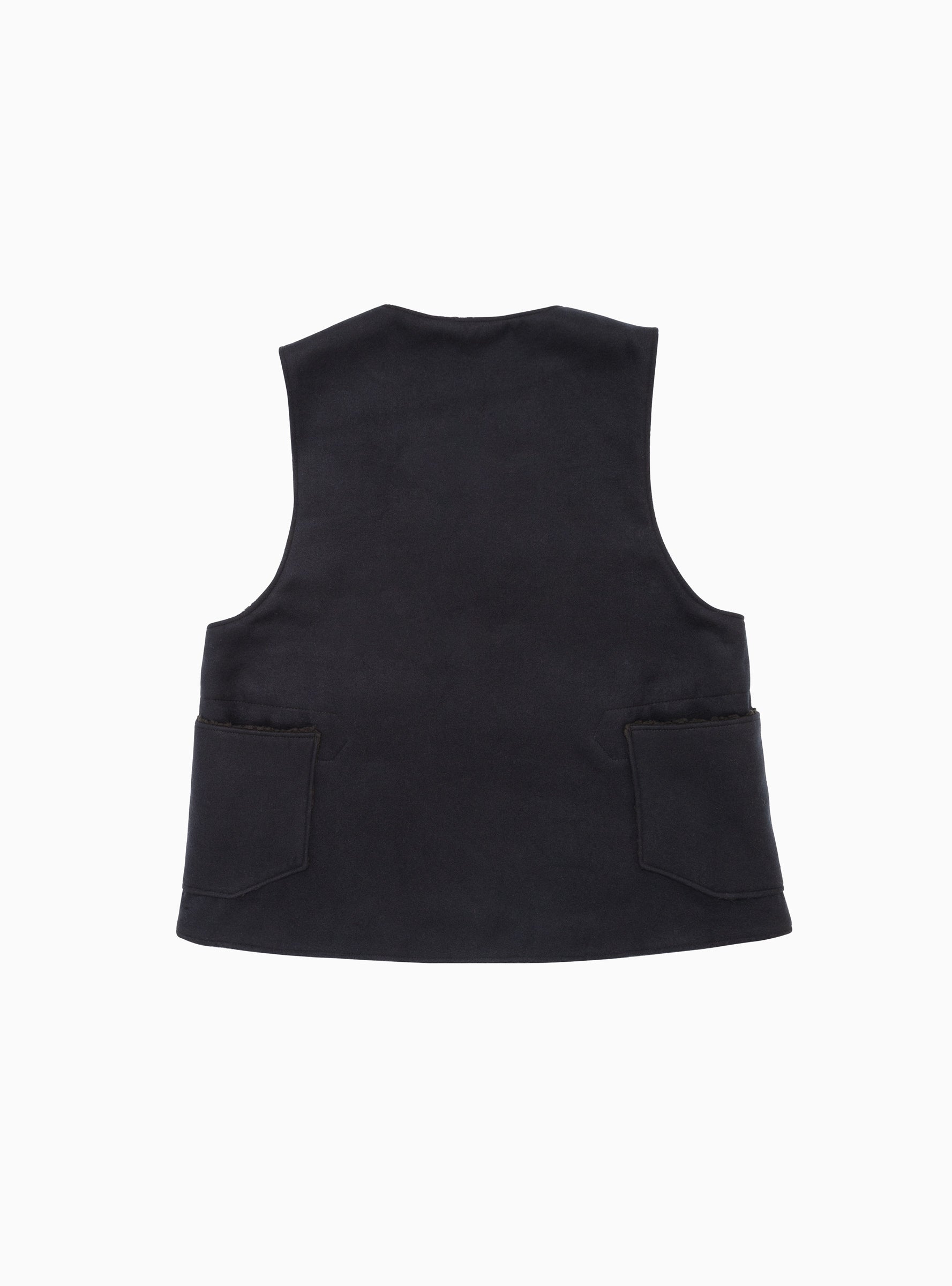 Over Poly Melton Wool Vest Dark Navy