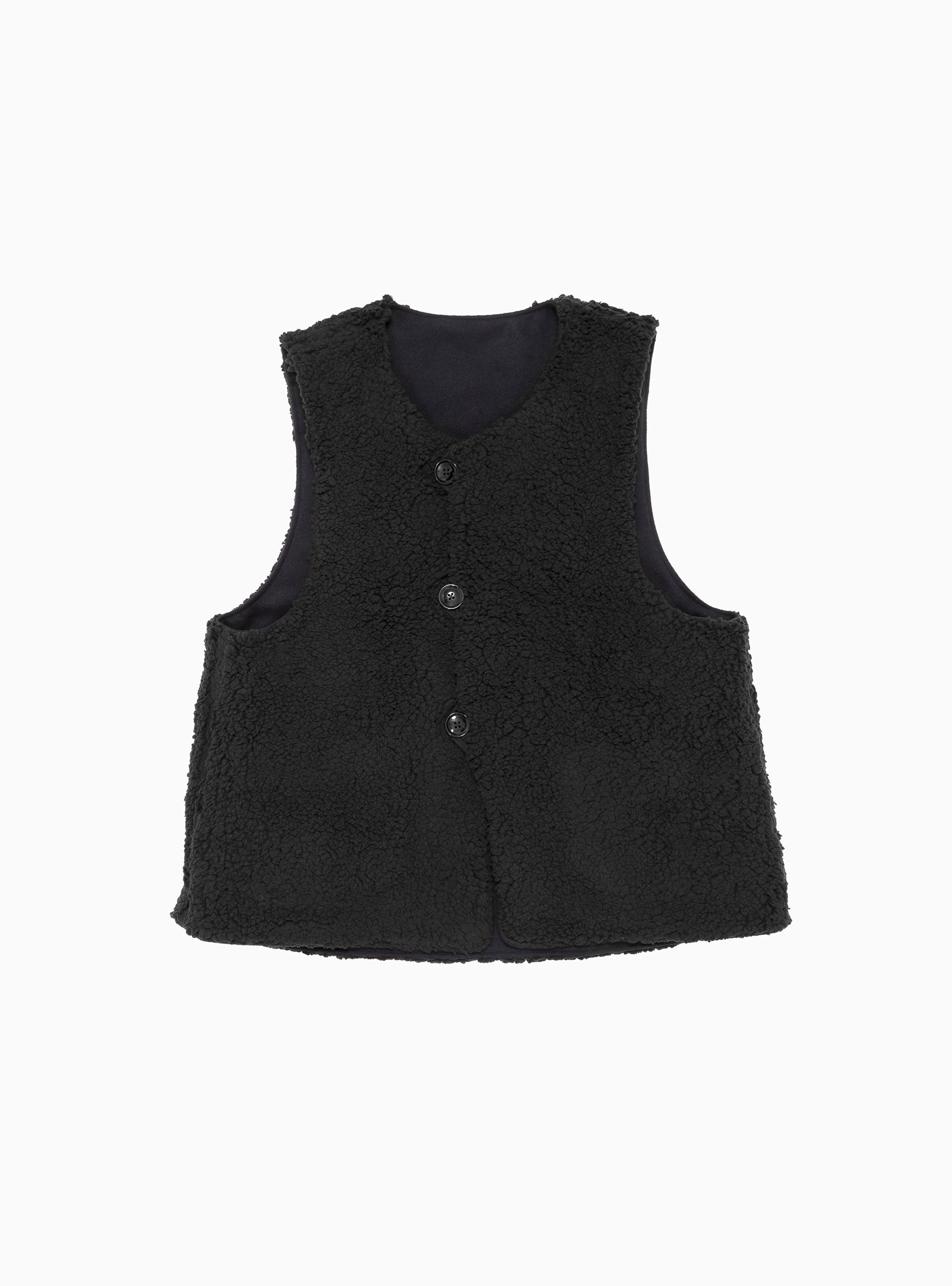 Over Poly Melton Wool Vest Dark Navy