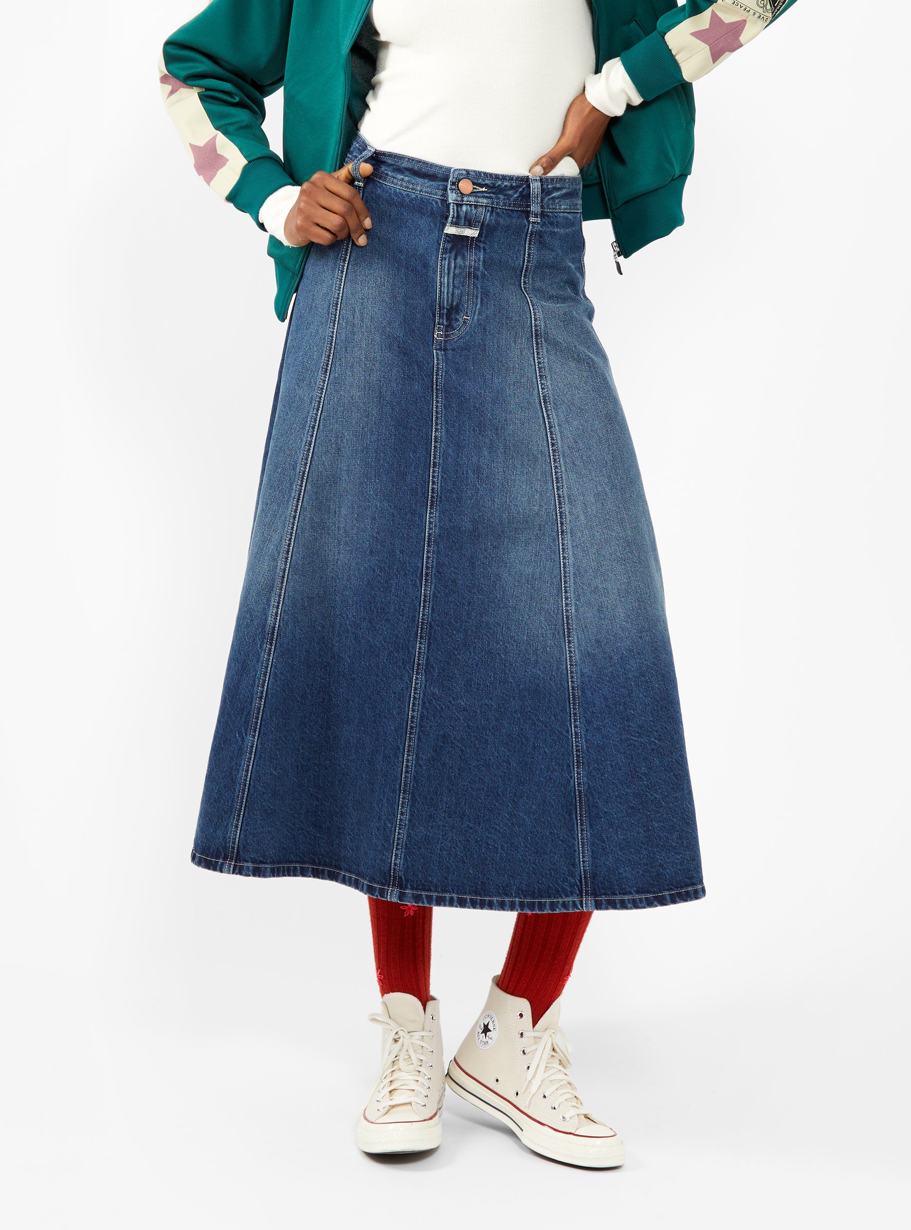 Long denim outlet skirt a line