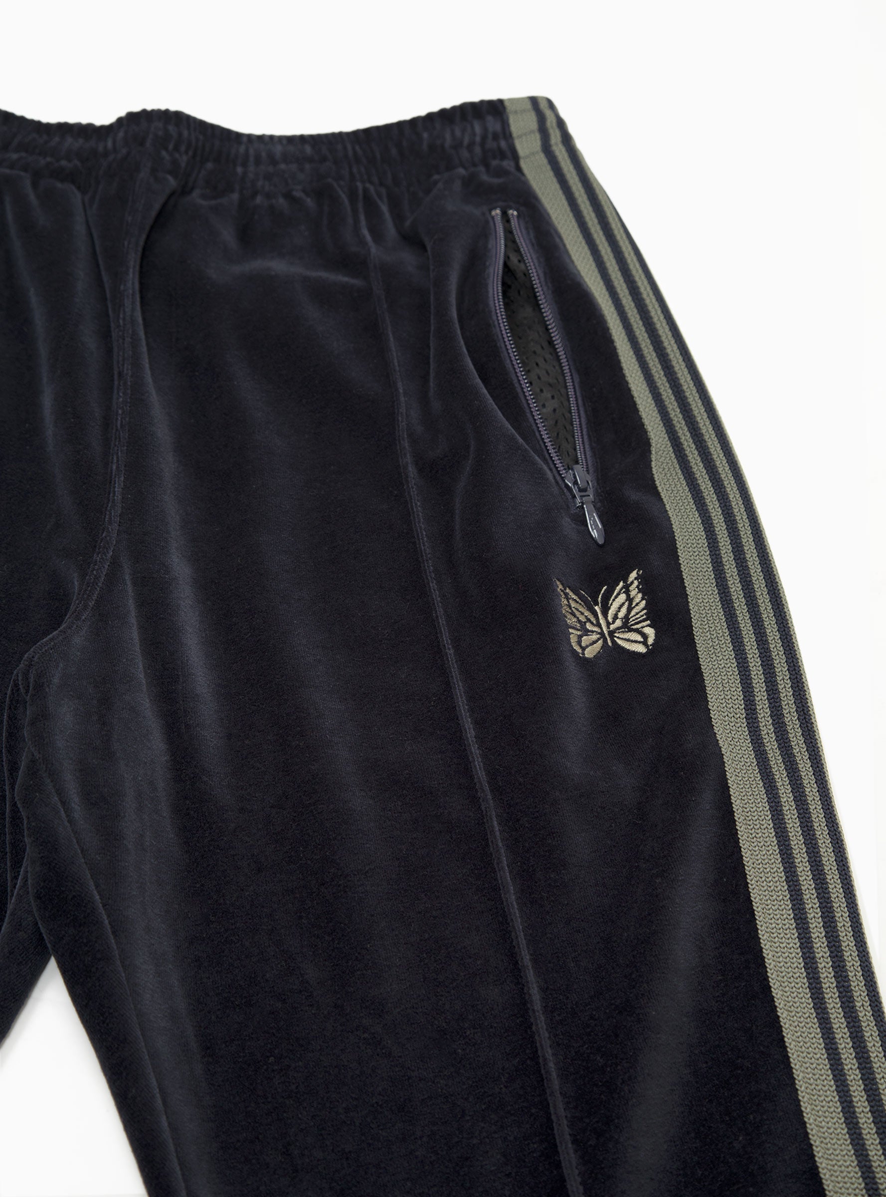 Narrow Velour Track Pants Navy