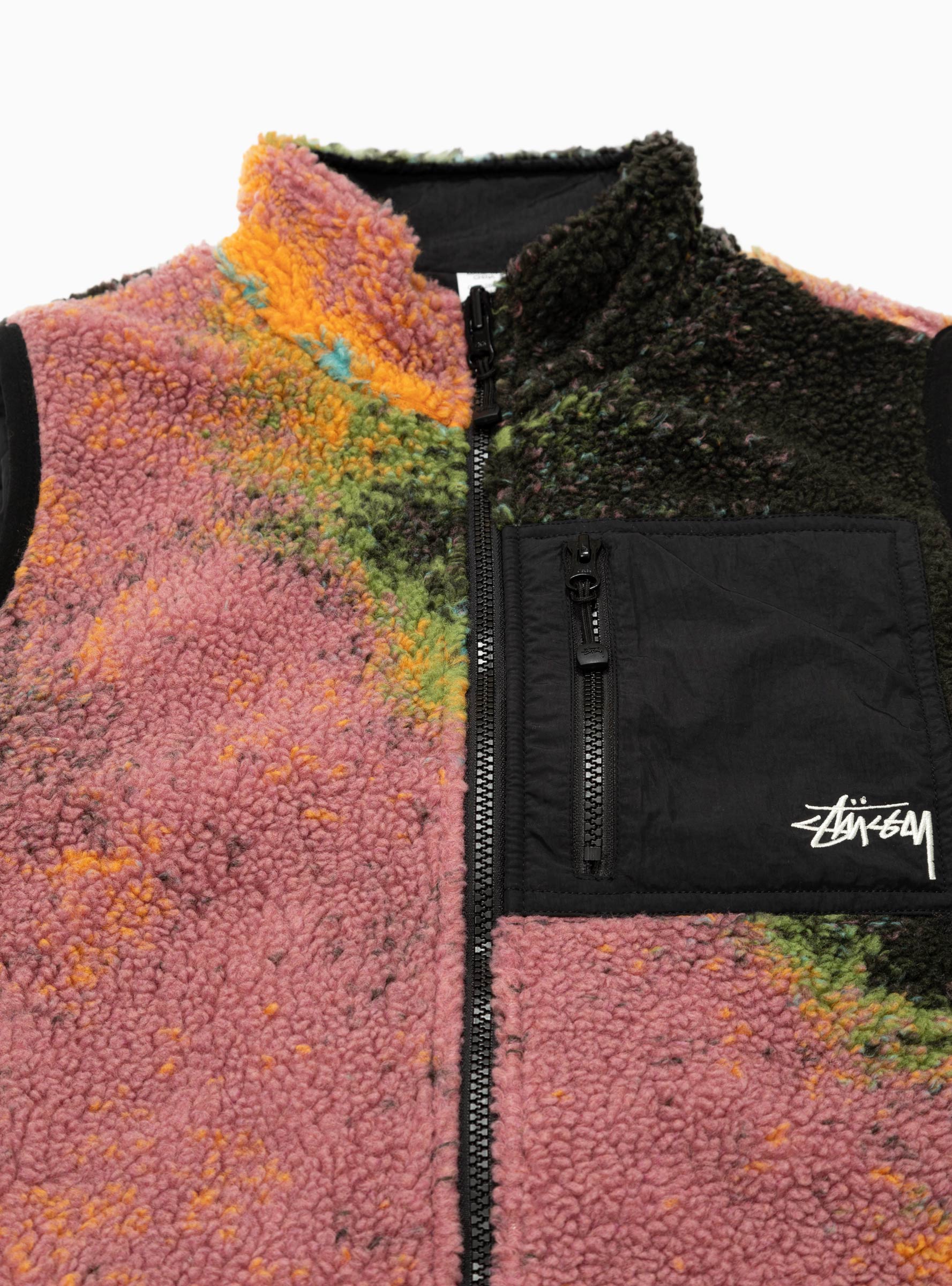 Jacquard Dye Sherpa Vest Berry by Stüssy | Couverture & The Garbstore