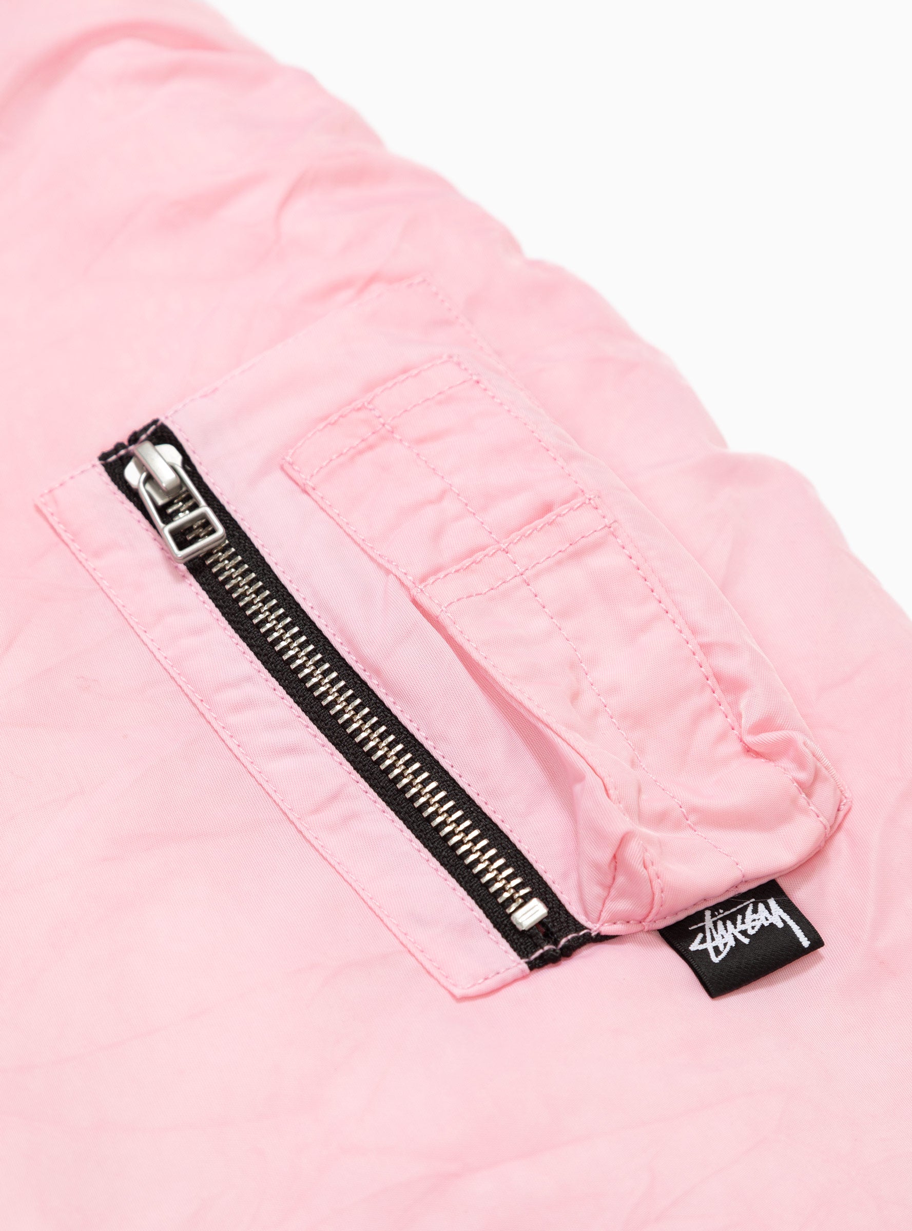 Pink Stüssy enfold zipped bomber jacket item