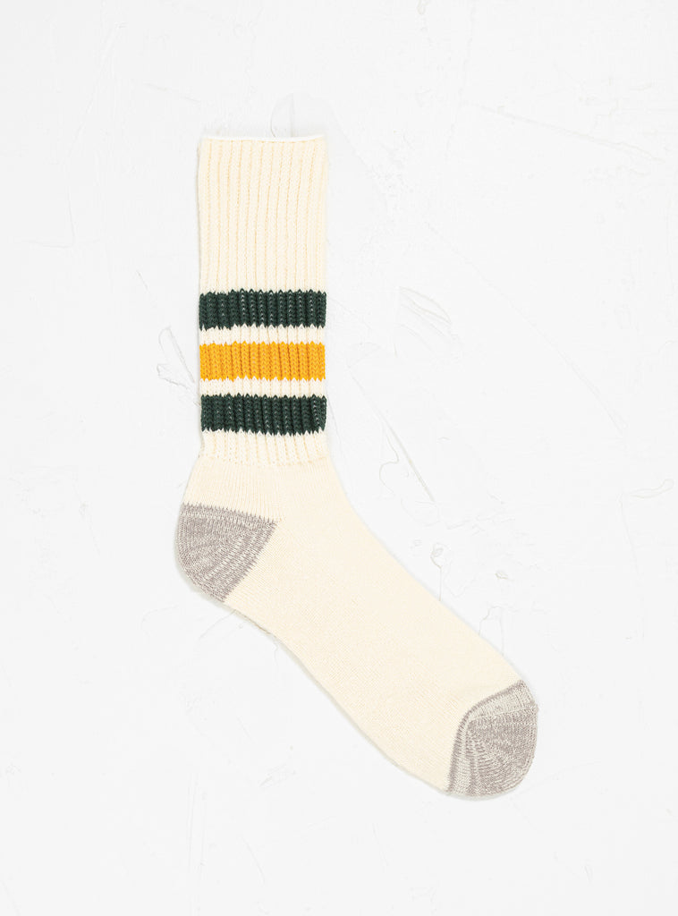 Coarse Ribbed Oldschool Socks Ecru, Dark Green & Yellow by ROTOTO | Couverture & The Garbstore