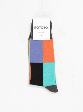 4 Panel Crew Socks Dark Grey, Orange & Light Green by ROTOTO | Couverture & The Garbstore