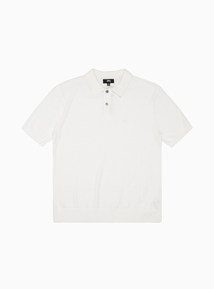 Textured Short Sleeve Polo Sweater Bone White by Stüssy