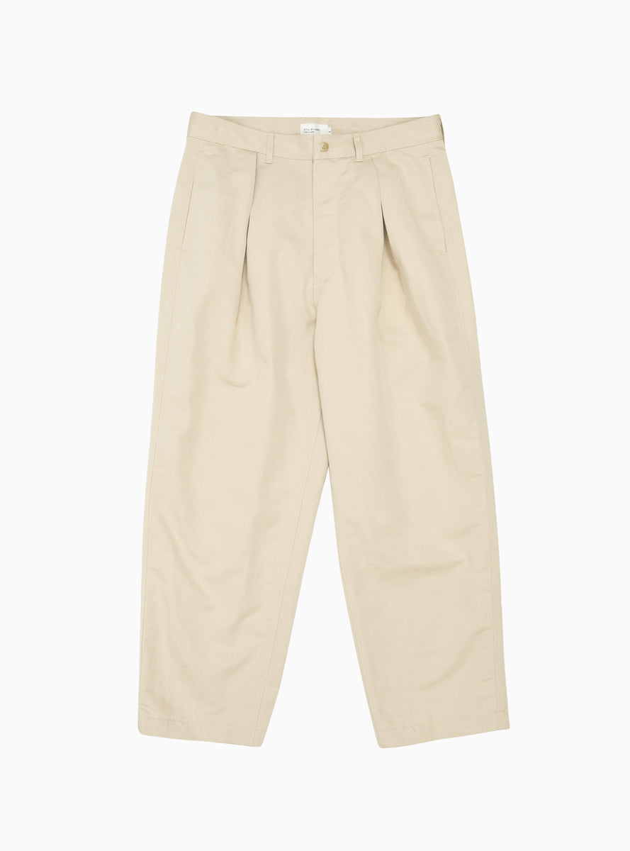 Inverted Box Pleat Trousers Light Beige by Still By Hand
