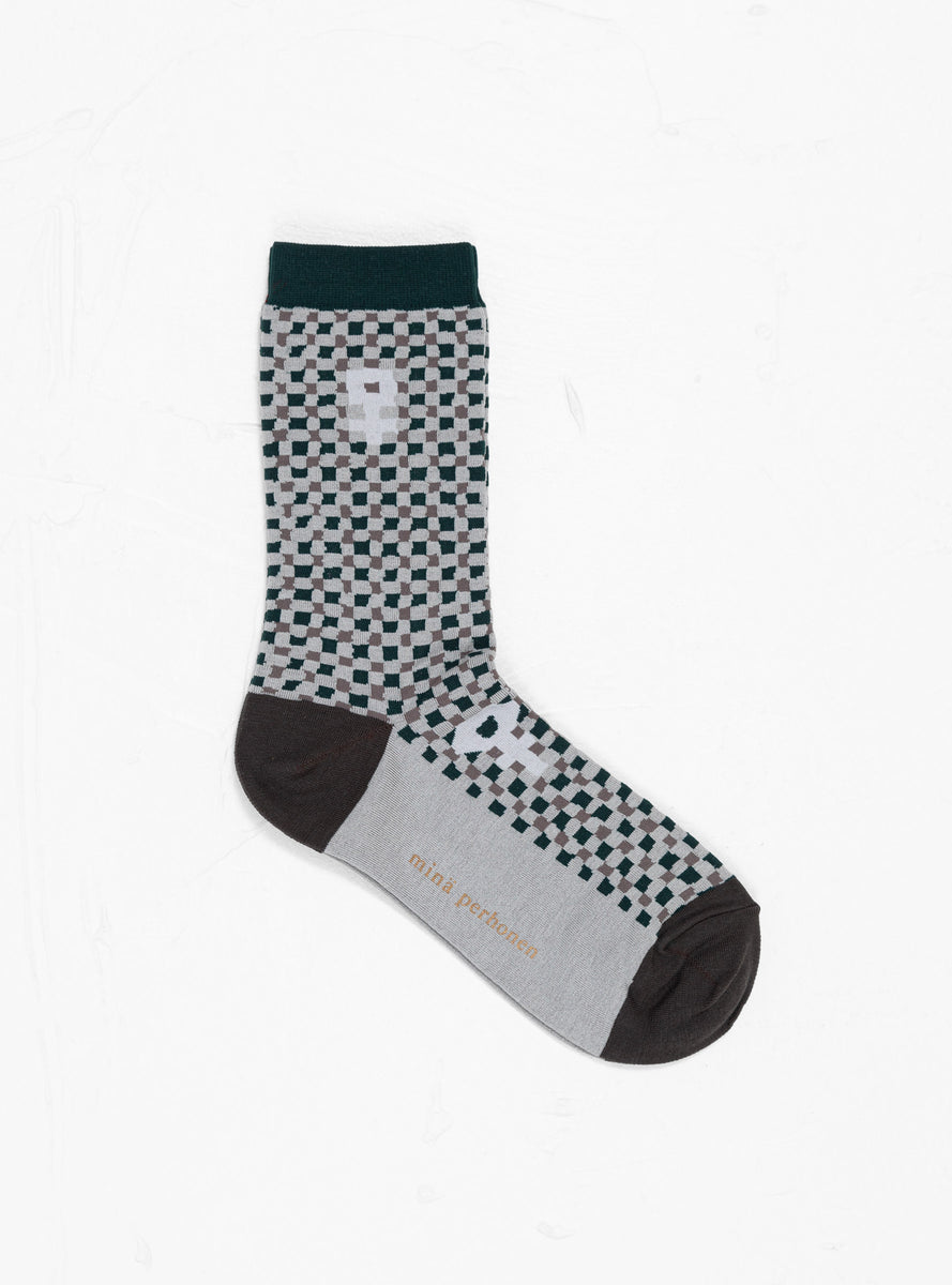 Cross Flower Socks Grey by Minä Perhonen | Couverture & The Garbstore