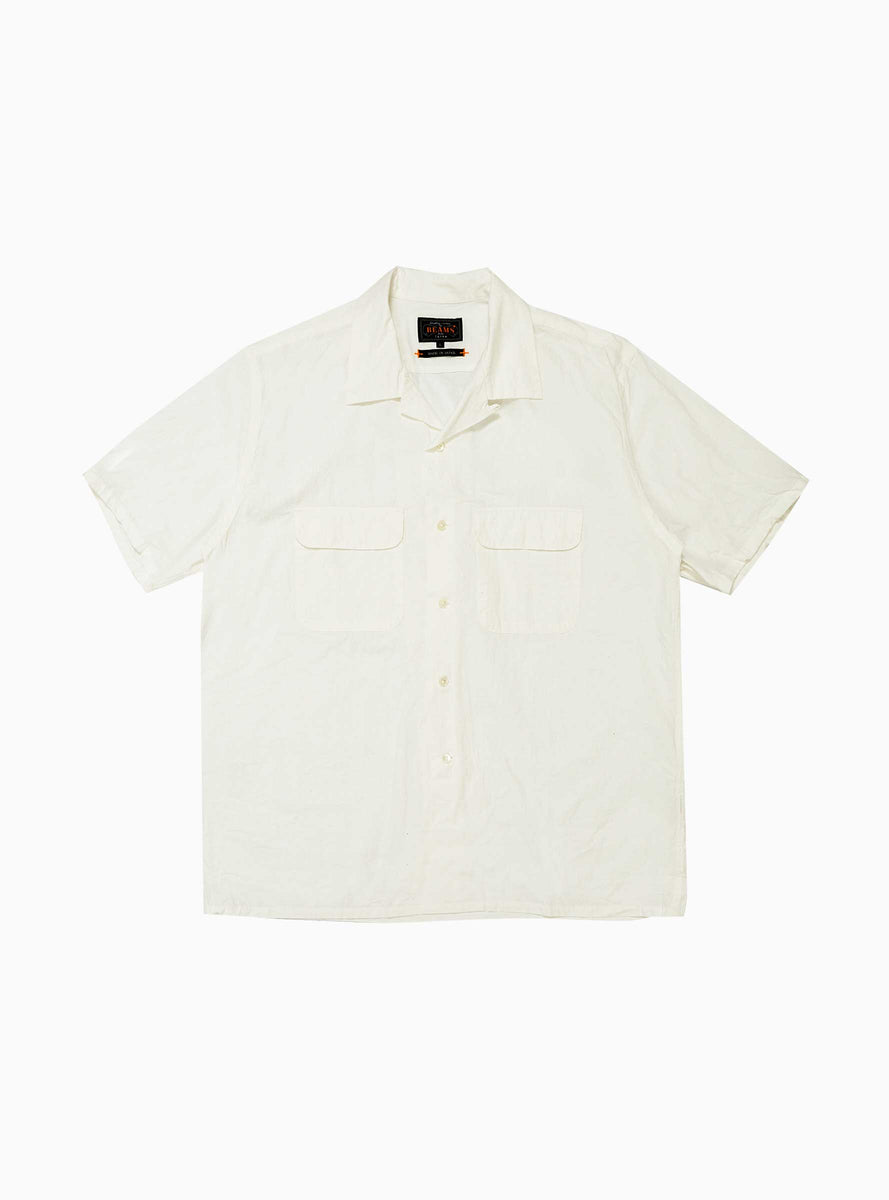 Open Collar Linen Short Shirt White by Beams Plus | Couverture