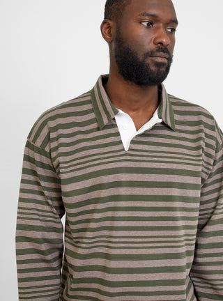 Stripe Rugby Shirt Brown & Olive by Drop Out Sports | Couverture & The Garbstore