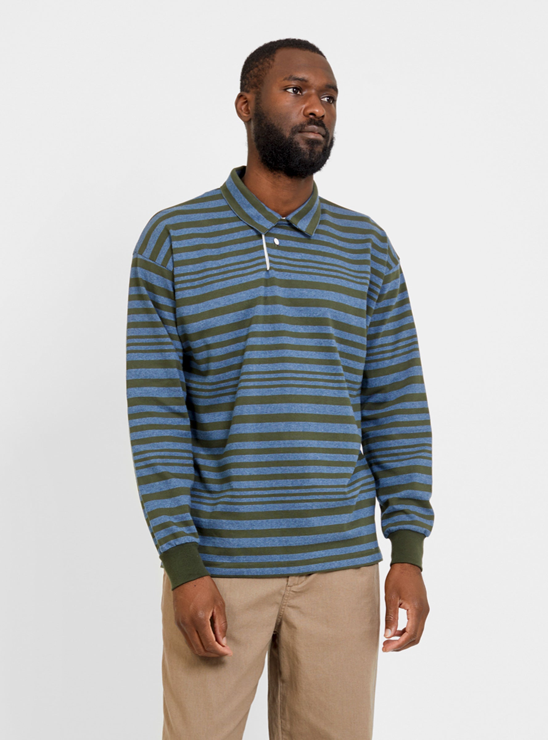 Stripe Rugby Shirt Olive & Navy