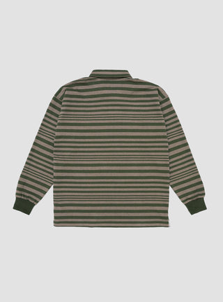 Stripe Rugby Shirt Brown & Olive by Drop Out Sports | Couverture & The Garbstore