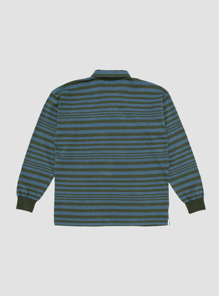 Stripe Rugby Shirt Olive & Navy by Drop Out Sports | Couverture & The Garbstore